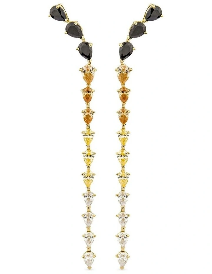 Cascade Drop Earrings With Mixed Diamondss in Gold image 1