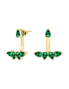 Pure Ear Jacket With Emeralds in Gold