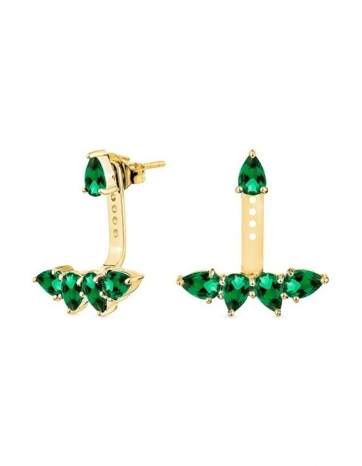 Pure Ear Jacket With Emeralds in Gold image 1