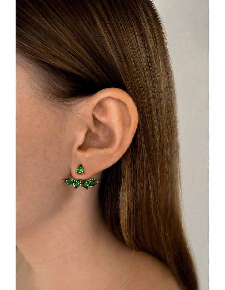 Pure Ear Jacket With Emeralds in Gold image 2