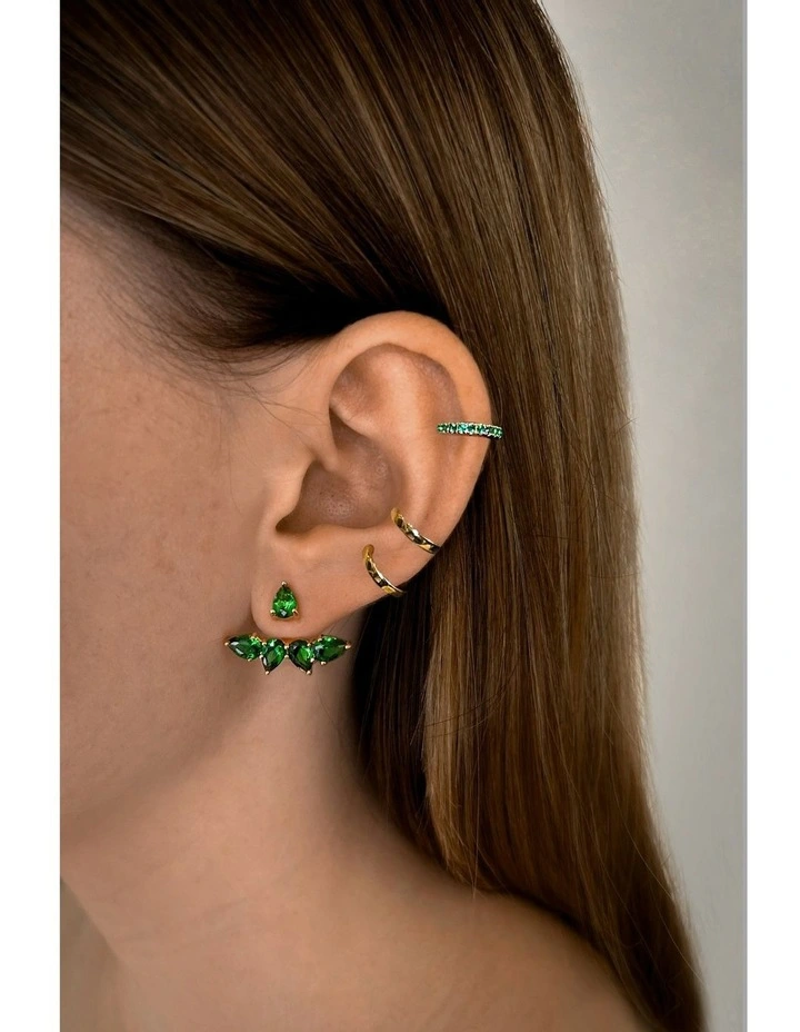 Pure Ear Jacket With Emeralds in Gold image 3