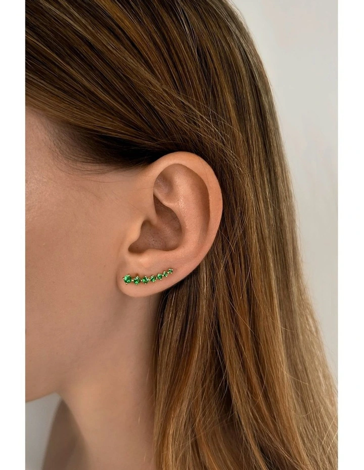 Complete Ear Climber in Emeralds image 2