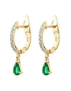 Pure Drop Huggie Earrings in Emeralds