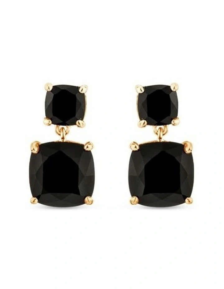 Dream Drop Earrings With Diamonds in Black image 1