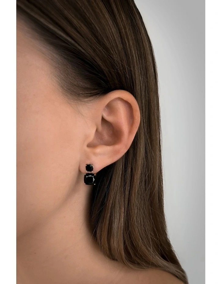 Dream Drop Earrings With Diamonds in Black image 2
