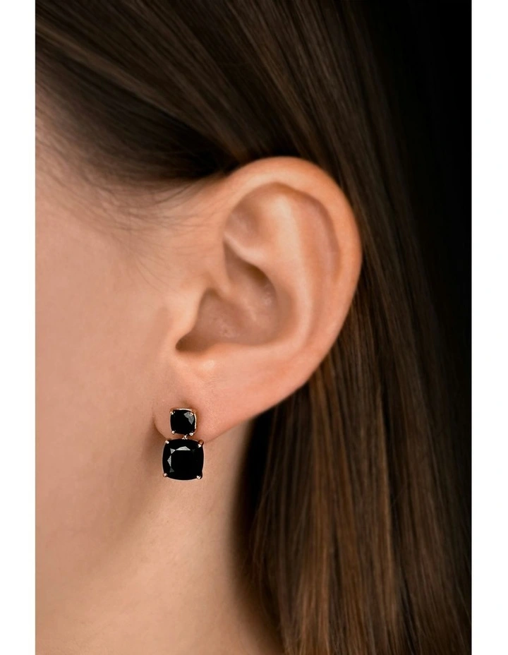 Dream Drop Earrings With Diamonds in Black image 3