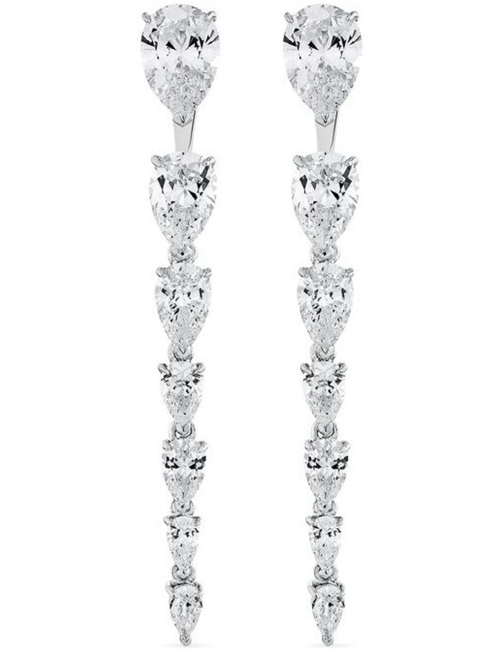 Pure Cascade Earrings With Diamonds in Silver image 1