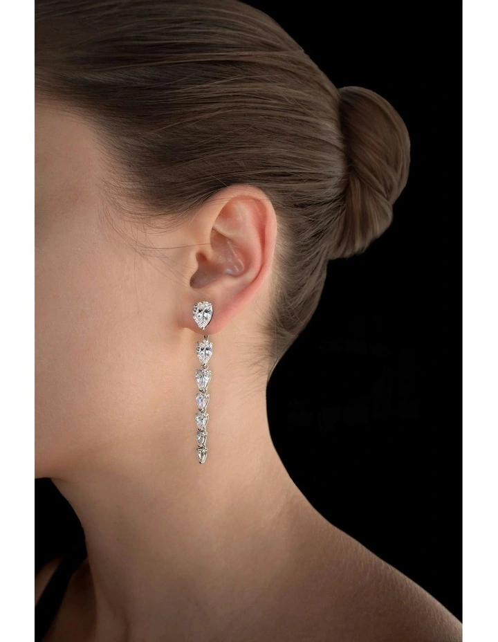 Pure Cascade Earrings With Diamonds in Silver image 2