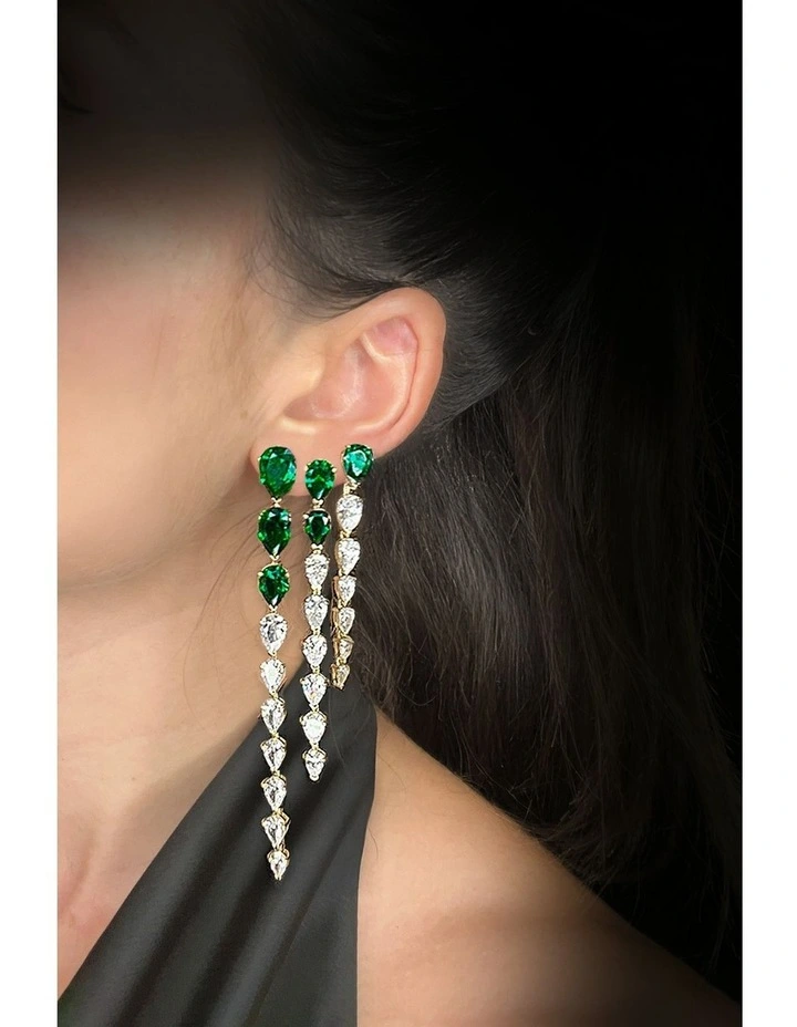 Pure Cascade Earrings With Diamonds in Silver image 3