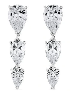 Pure Cascade Petite Earrings With Diamonds in Silver