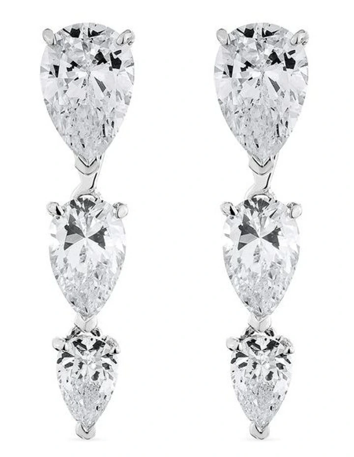 Pure Cascade Petite Earrings With Diamonds in Silver image 1