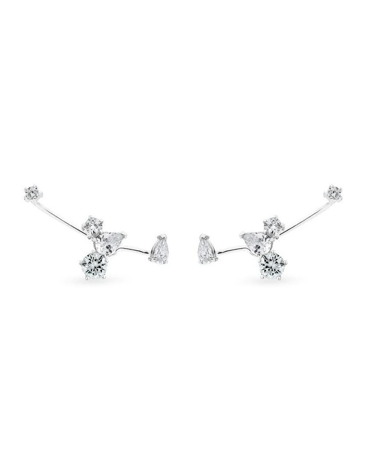 Pure Ear Climber With Diamonds in Silver image 1