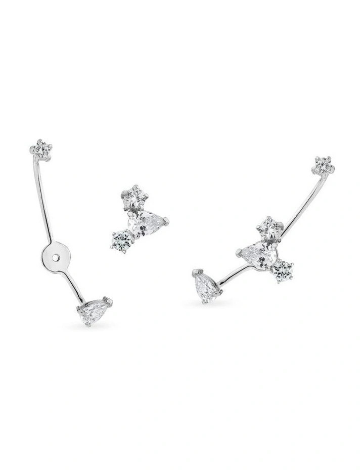 Pure Ear Climber With Diamonds in Silver image 3