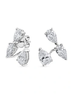 Pure Suspended Stud Earrings With Diamonds in Silver