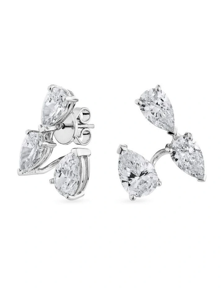 Pure Suspended Stud Earrings With Diamonds in Silver image 1