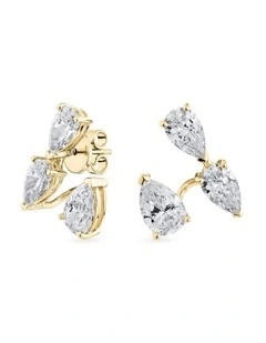 Pure Suspended Stud Earrings With Diamonds in Gold