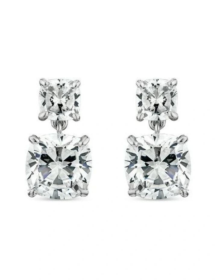 Dream Drop Earrings With Diamonds in Silver image 1