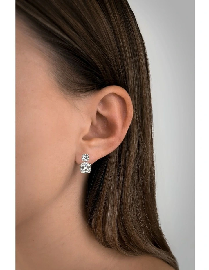 Dream Drop Earrings With Diamonds in Silver image 2