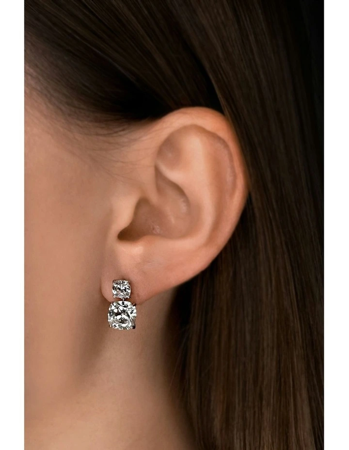 Dream Drop Earrings With Diamonds in Silver image 3