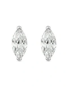 Natural Stud Earrings With Diamonds in Silver