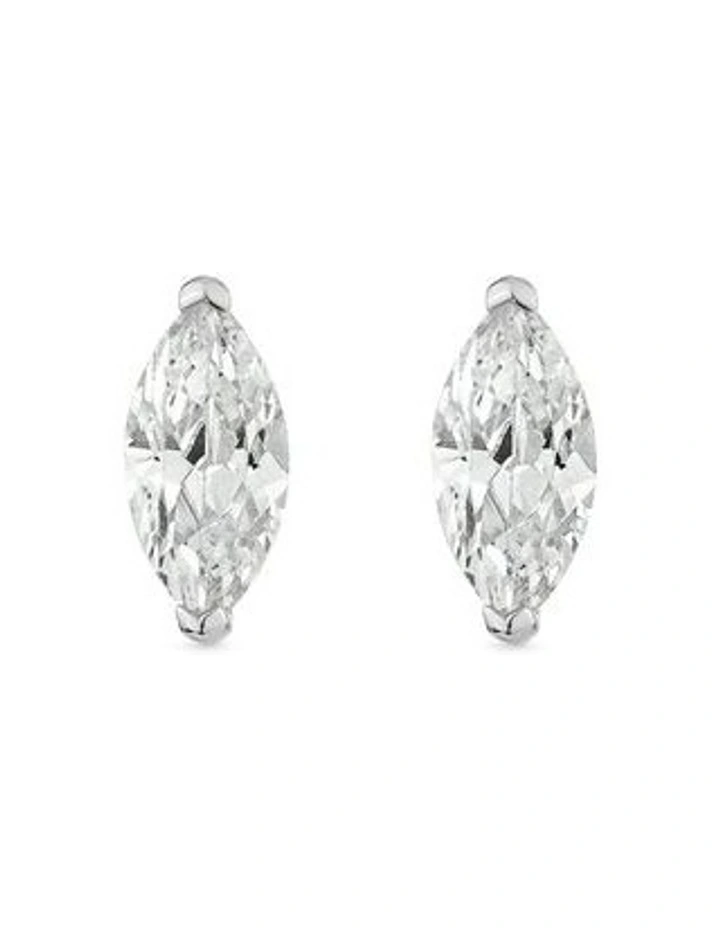 Natural Stud Earrings With Diamonds in Silver image 1