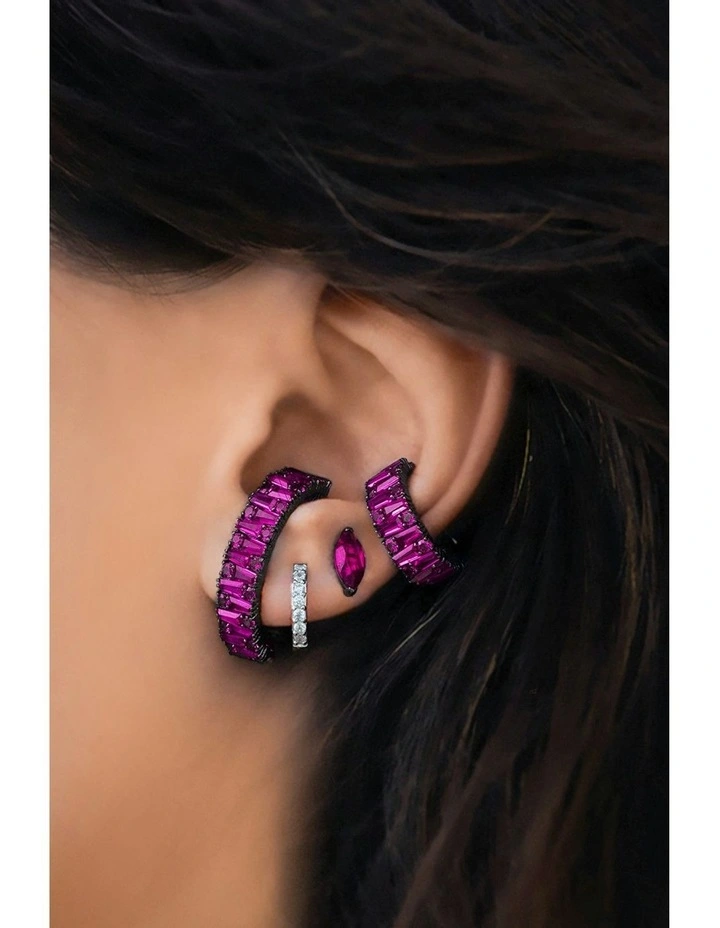 Natural Stud Earrings With Rubys in Black Rhodium image 2