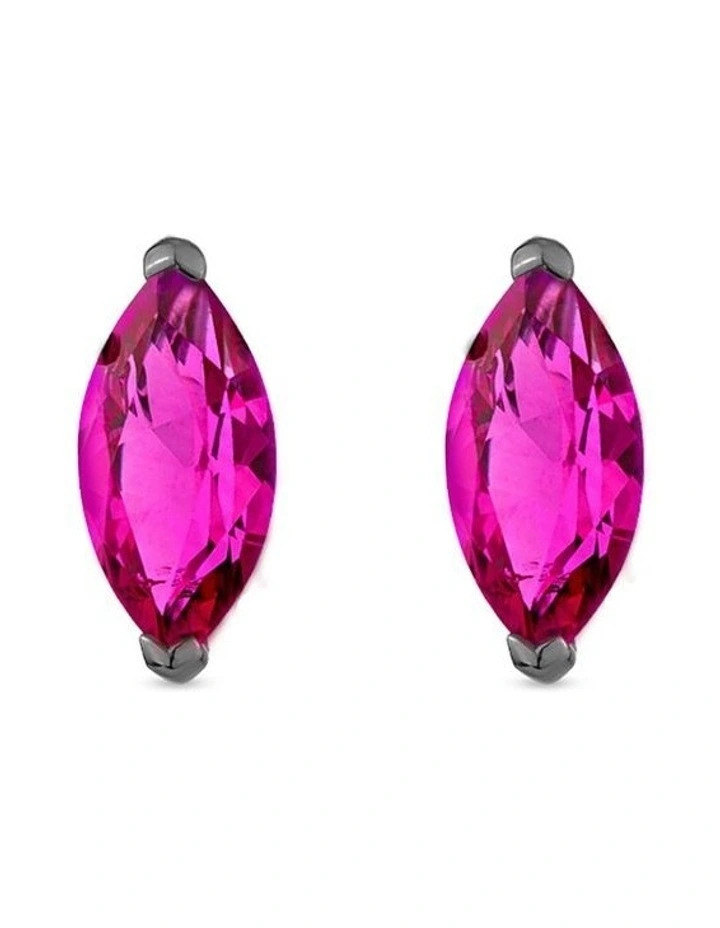 Natural Stud Earrings With Rubys in Black Rhodium image 3