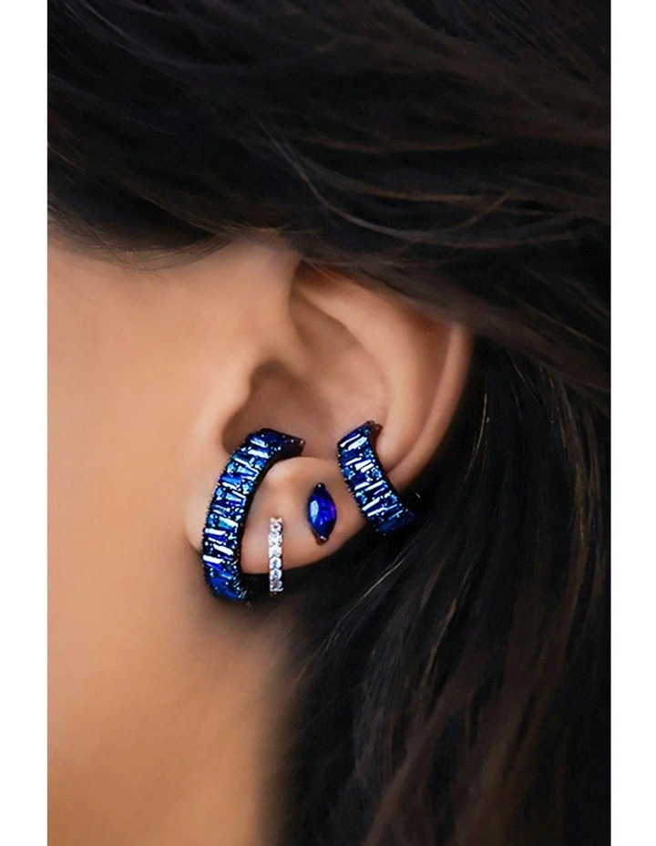 Natural Stud Earrings With Sapphires in Black Rhodium image 2