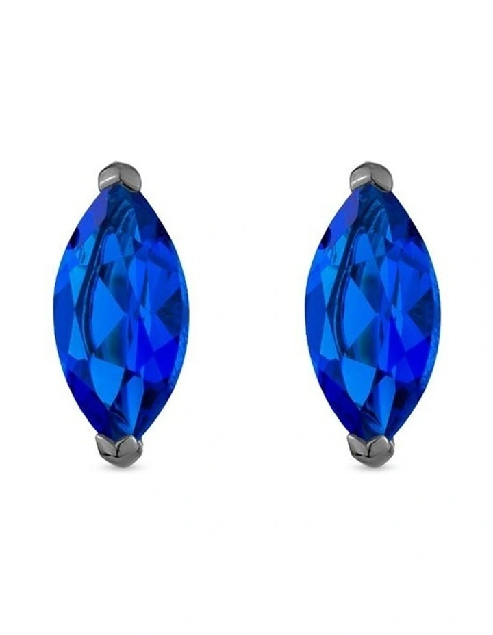 Natural Stud Earrings With Sapphires in Black Rhodium image 3