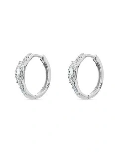 Natural Huggie Earrings With Diamonds in Silver