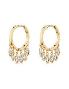 Natural Drop Huggie Earrings With Diamonds in Gold