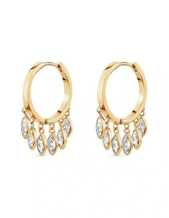 Natural Drop Huggie Earrings With Diamonds in Gold image 1