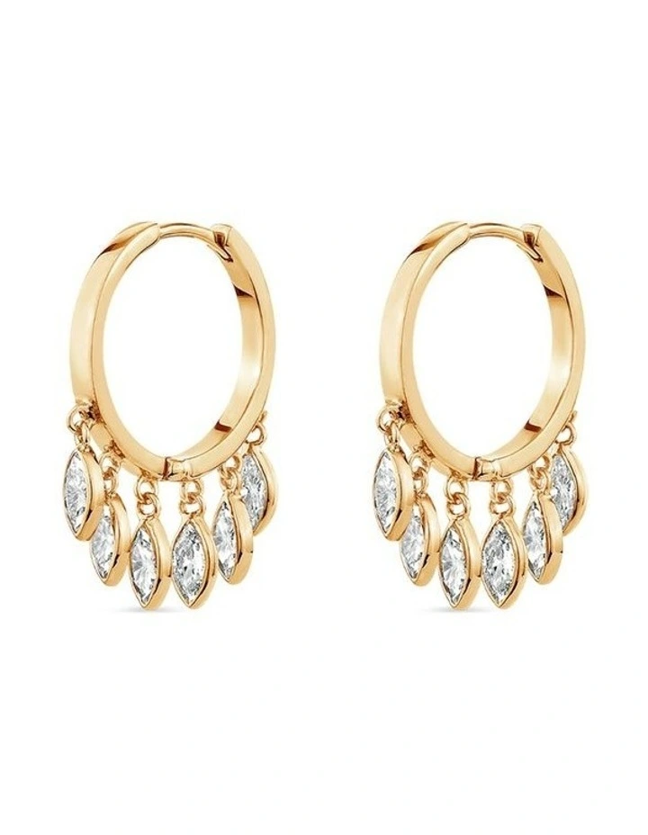 Natural Drop Huggie Earrings With Diamonds in Gold image 3