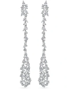 Renewed Drop Earrings With Diamonds in Silver