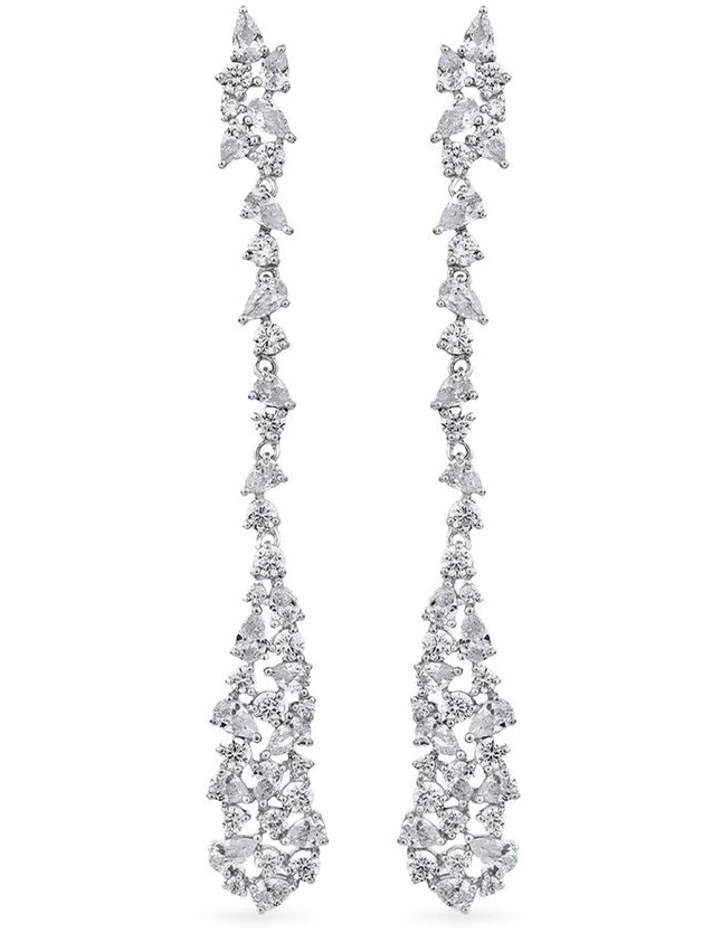 Renewed Drop Earrings With Diamonds in Silver image 1