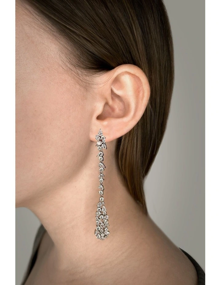Renewed Drop Earrings With Diamonds in Silver image 2