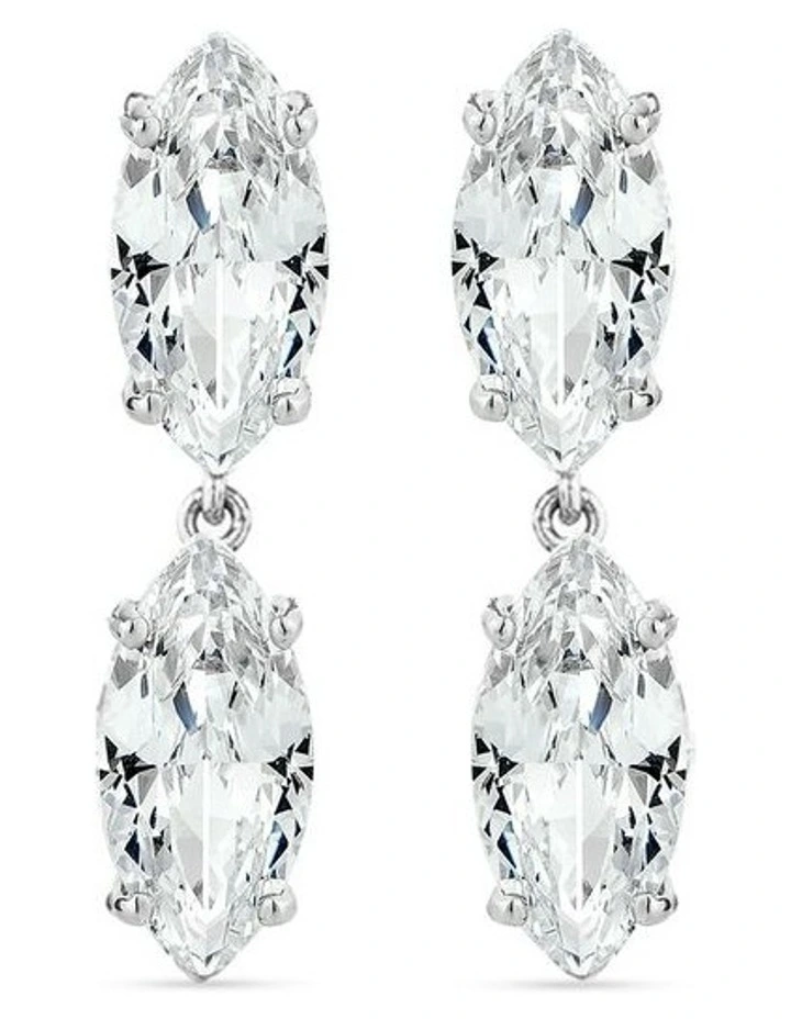 Natural Drop Earrings With Diamonds in Silver image 1