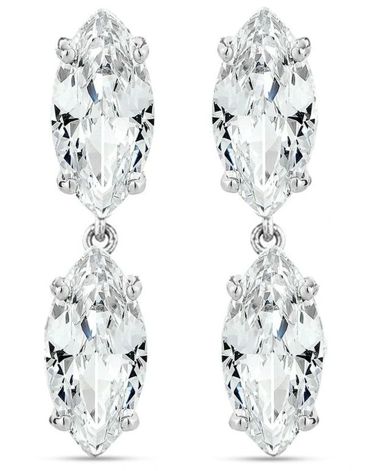 Natural Drop Earrings With Diamonds in Silver image 2
