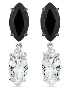 Natural Drop Earrings With Black Diamonds & With Diamonds in Black Rhodium
