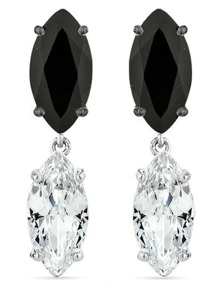 Natural Drop Earrings With Black Diamonds & With Diamonds in Black Rhodium image 1