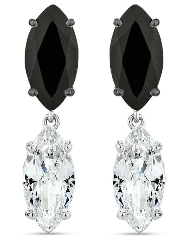 Natural Drop Earrings With Black Diamonds & With Diamonds in Black Rhodium image 2