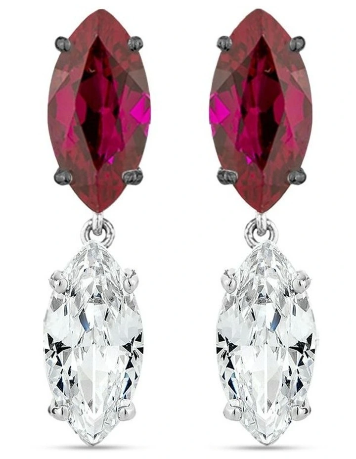 Natural Drop Earrings With Rubys & With Diamonds in Black Rhodium image 2