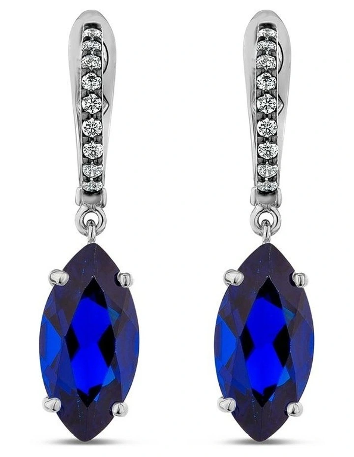 Purified Pave Earrings With Sapphires & With Diamonds in Black Rhodium image 2