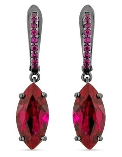 Purified Pave Earrings With Rubys in Black Rhodium