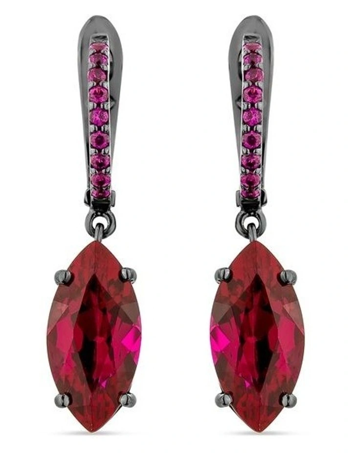 Purified Pave Earrings With Rubys in Black Rhodium image 1