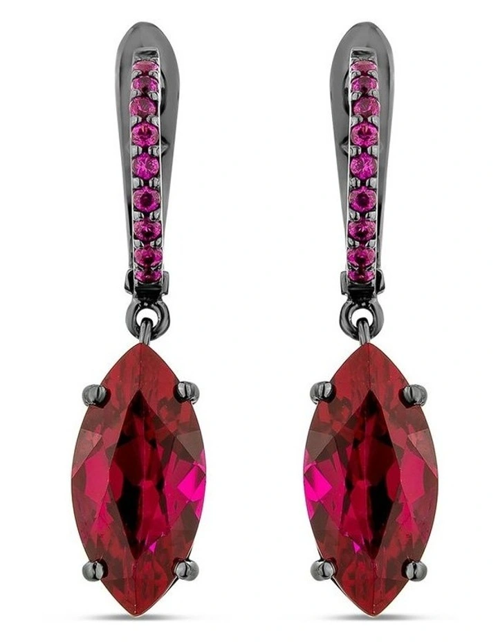 Purified Pave Earrings With Rubys in Black Rhodium image 2