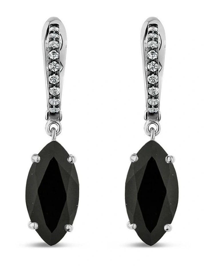Purified Pave Earrings With Diamonds in Black Rhodium image 2