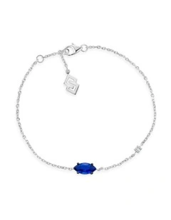 Natural Fine Bracelet with Sapphire & Diamond in Silver