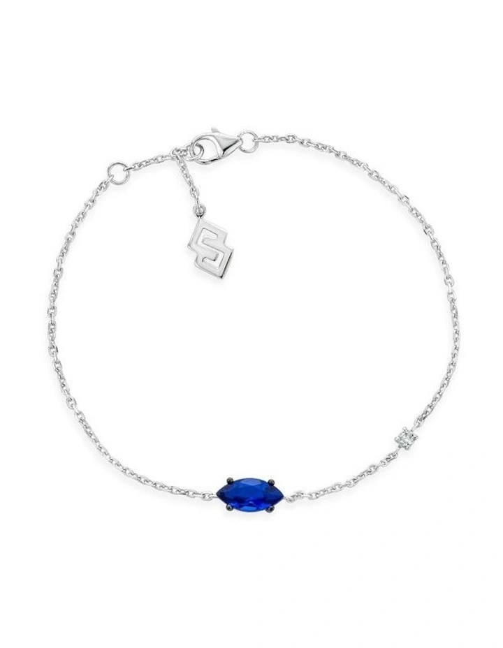 Natural Fine Bracelet with Sapphire & Diamond in Silver image 1