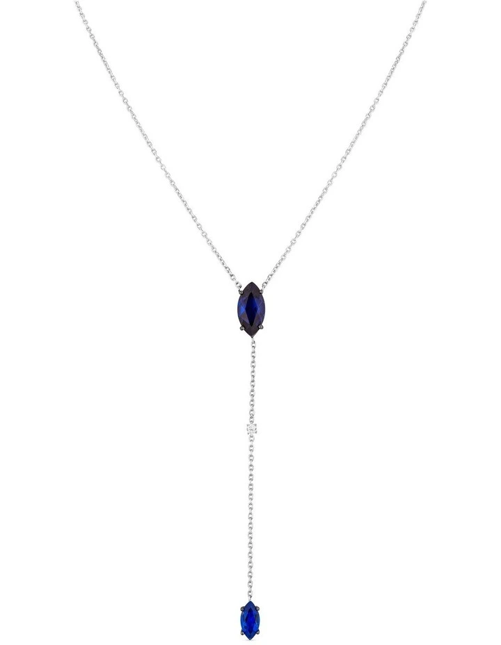 Natural Drop Necklace With Sapphires in Silver image 1